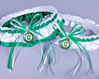 Green Lantern Wedding Garter Set