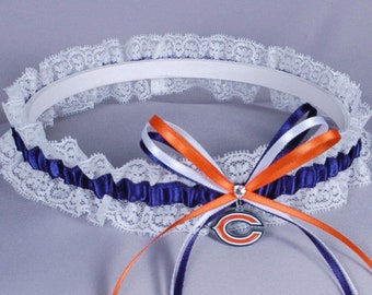 Chicago Bears Inspired White Lace Football Wedding Garter Belt Set - Etsy