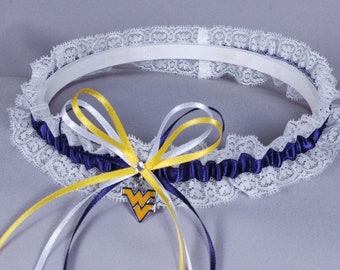 West Virginia University Mountaineers Lace Wedding Garter