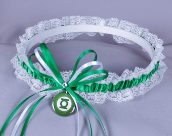 Green Lantern Lace Wedding Garter
