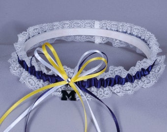 University of Michigan Wolverines Lace Wedding Garter - Ready to Ship