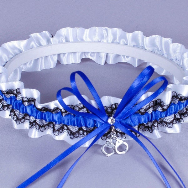 Thin Blue Line Police Officer Lace Bridal Garter