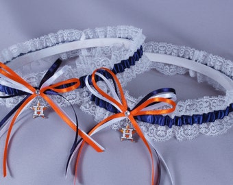 Houston Astros Lace Wedding Garter Set