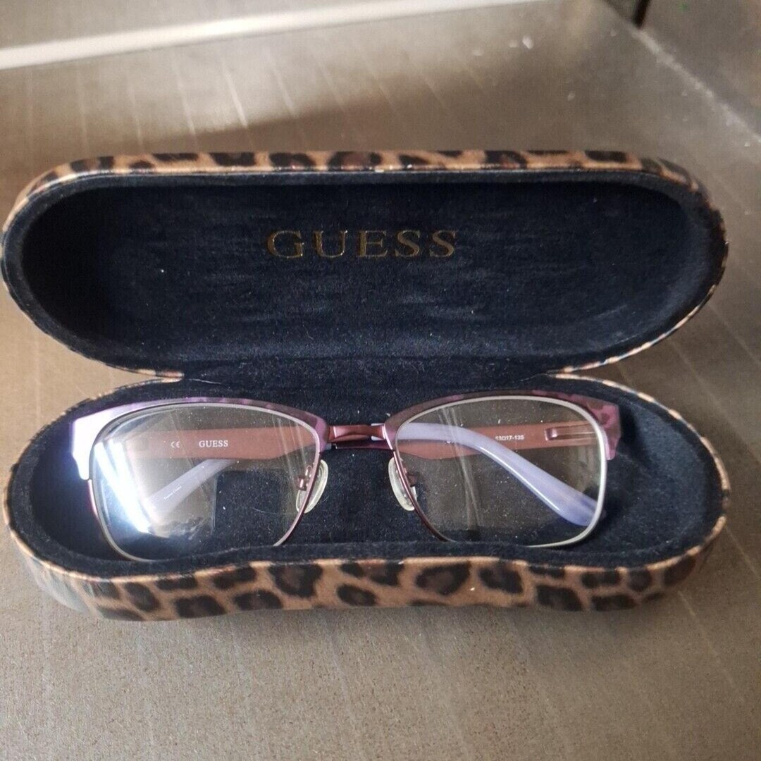 GUESS Eyeglasses Frames Woman Purple Rectangular Matte Full Rim Metal ...