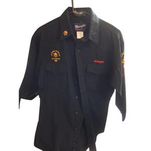 Wrangler Western Black Button Shirt Sz M Cultural Olympiad Salt Lake 2002 Rodeo