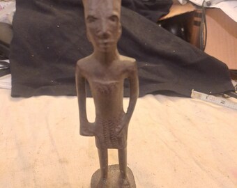 Antique Vintage Hand Carved Wooden AFRICAN FIGURE Statue Sculpture Folk Art