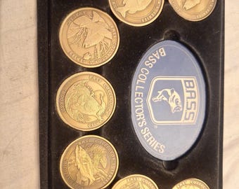 B.A.S.S. Collectors Series Coins (Set of 7) In Original Display BRONZE