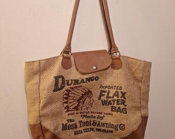 Durango Water Bag Tote Bag Western Aztec Print Purse Shoulder Bag Vintage Lined