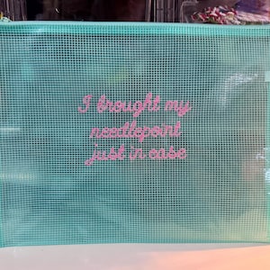 Cross Stitch Project Bag – Small - Embroidered Vinyl Pouch – "Just in Case" Embroidery image 6