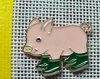 Sujetador magnético de agujas - Cerdito con botas de agua - Cerdo - Botas de agua