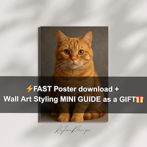 Charming Digital Art of a Beautiful Ginger Cat for Modern Interiors