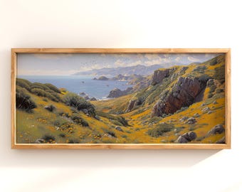 Vibrant California Coastal Hills Wall Art, Large Format, High Resolution, Home Staging, California Coast