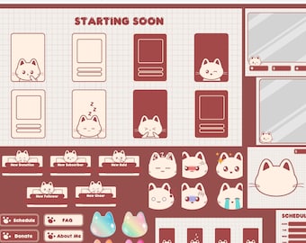 Cat Window Twitch Animated Stream Package | Overlay Package | Twitch Overlay | Alert | Sub Badge | Screen | Cute overlay | Cat Overlay