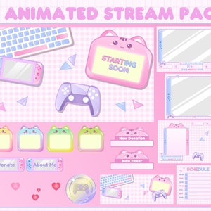 Cute Gaming Twitch Animated Stream Package | Overlay Package | Twitch Overlay | Alert | Badge | Screen |Cute Game Overlay | Cute Game Twitch
