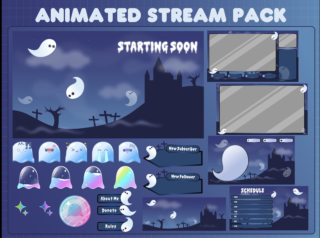Haunted Overlay Haunted Castle Twitch Animated Stream Package | Overlay Package ...