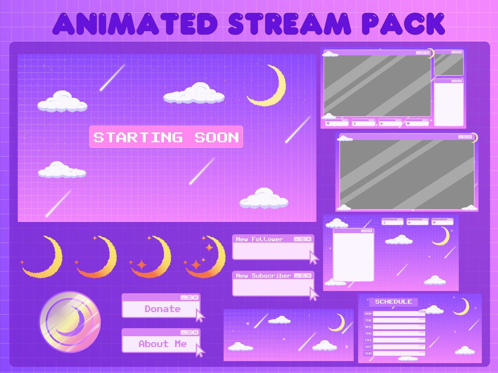 Sky Pixel Twitch Animated Stream Package | Overlay Package | Twitch ...