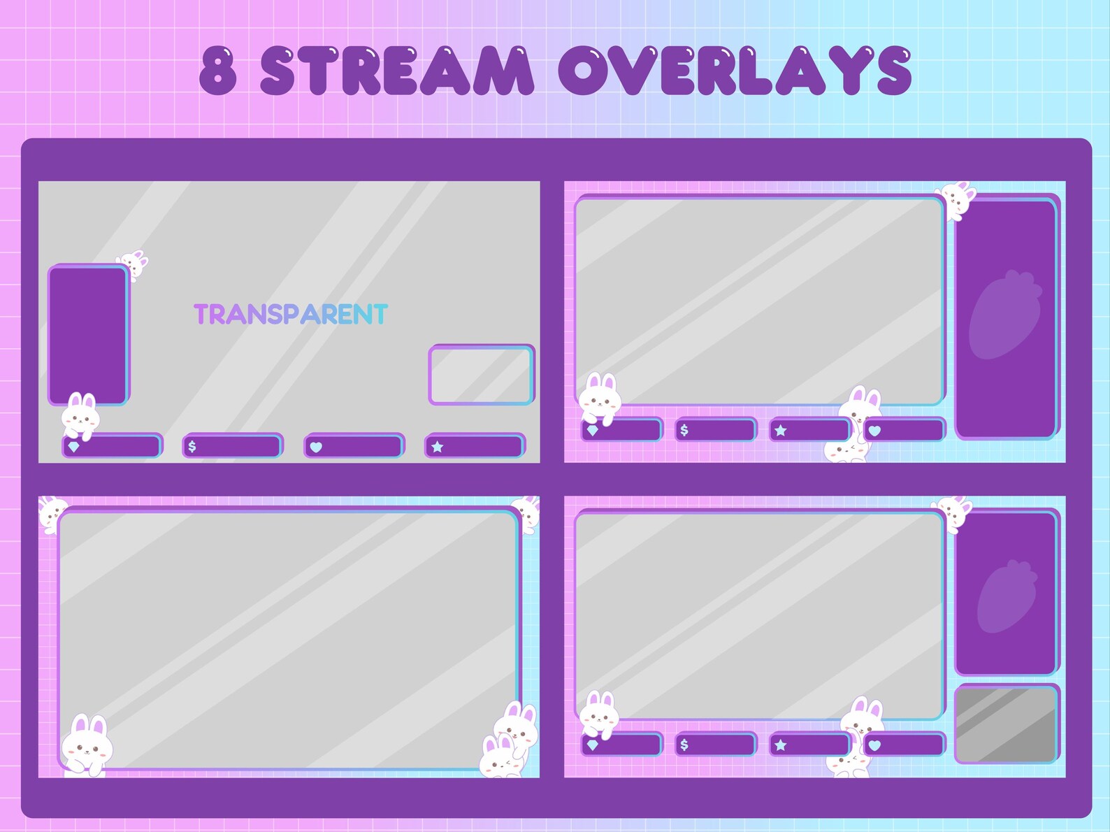 Stream And Rabbit Base Rabbits Capsule Twitch Animated Stream Package | Overlay Package ...