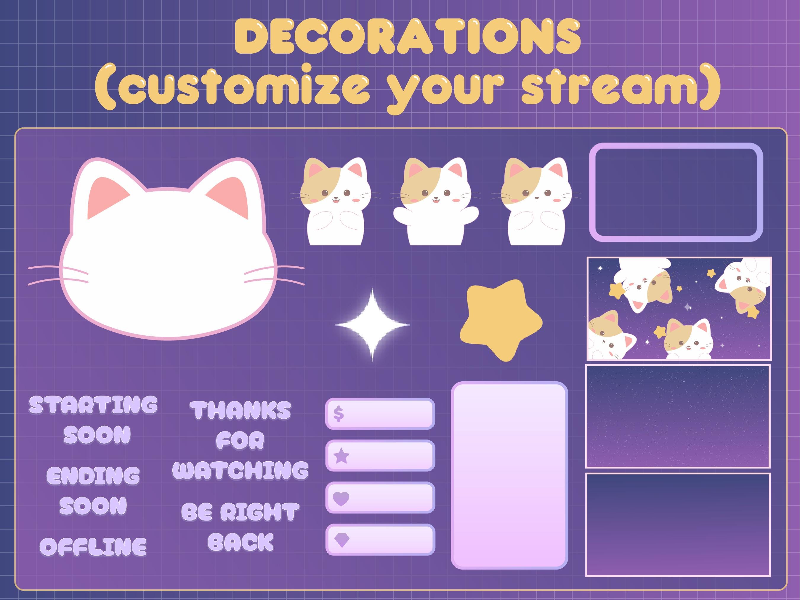 Cat Sticker Overlay Cats in the Sky Twitch Animated Stream Pack | Overlay Package | Twitch ...
