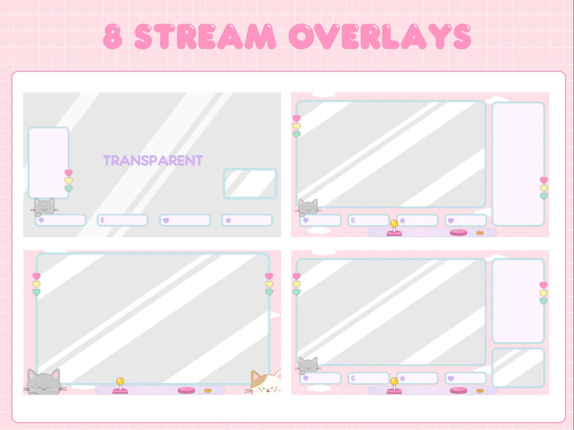 Cat Sticker Overlay Cats Claw Machine Twitch Animated Stream Pack | Overlay Package ...