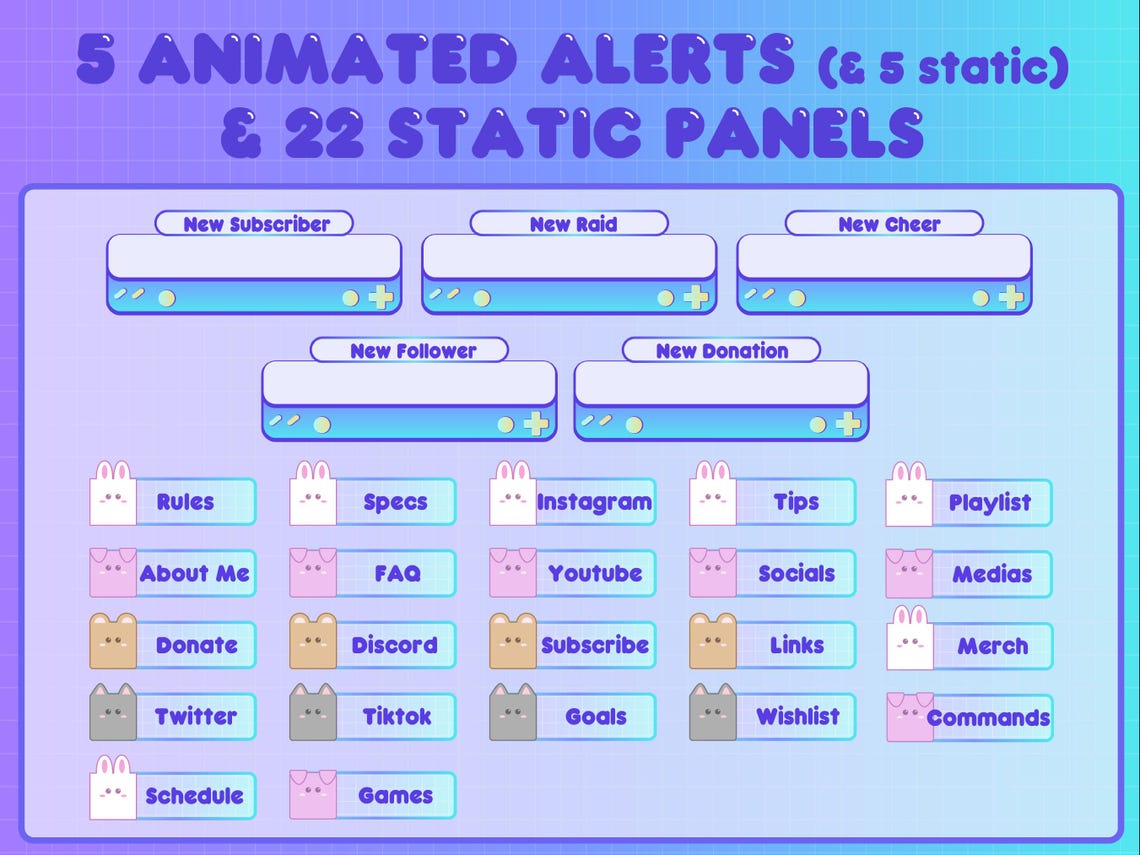 Cute Tetris Game Twitch Animated Stream Pack | Overlay Package | Twitch ...