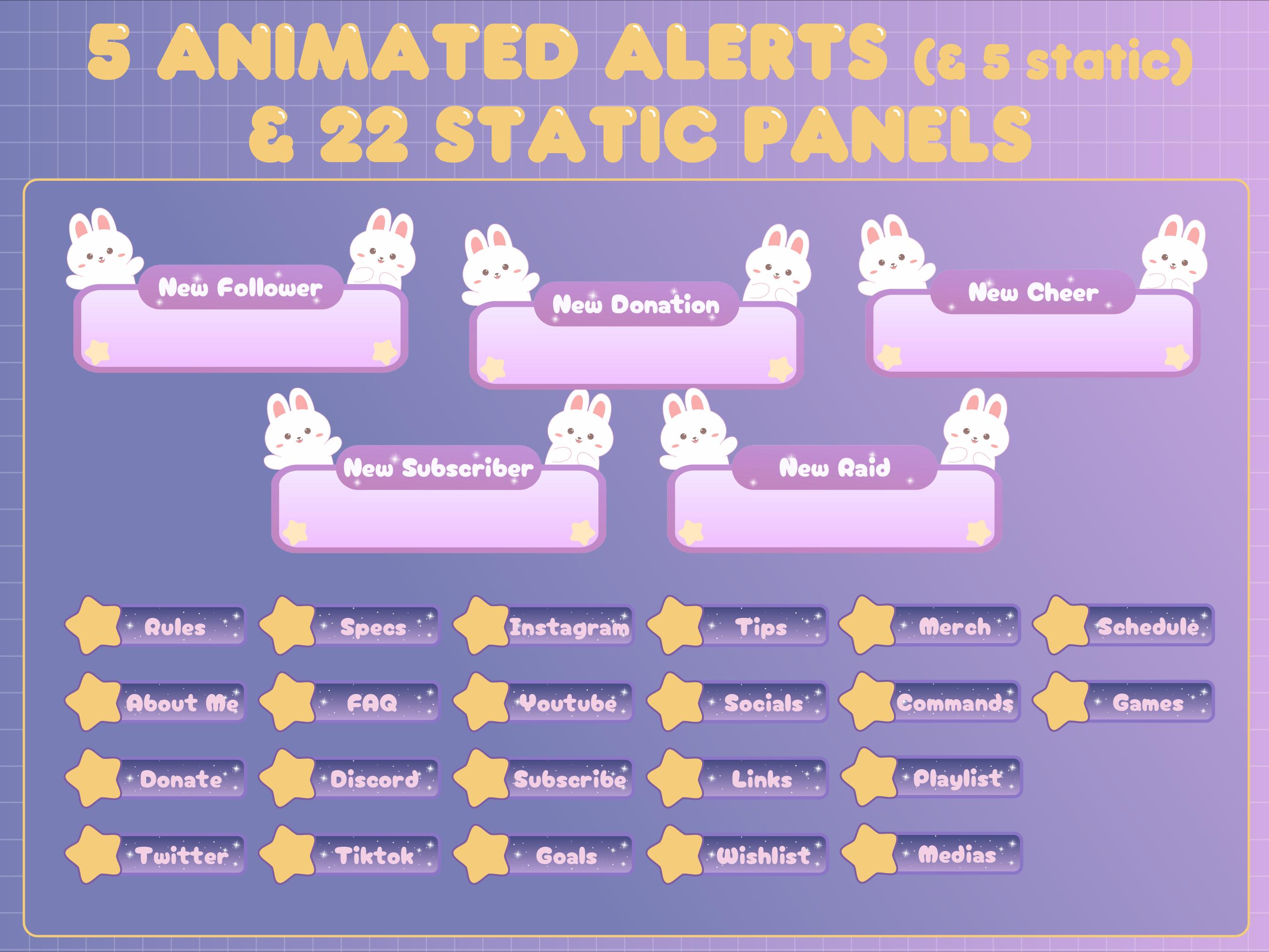 Stream And Rabbit Base Rabbits in the Sky Twitch Animated Stream Pack | Overlay Package ...