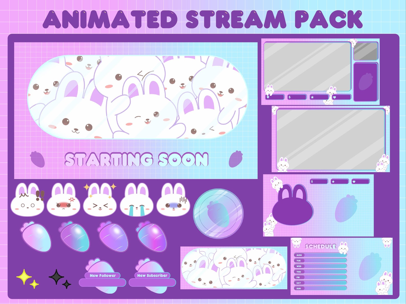 Stream And Rabbit Base Rabbits Capsule Twitch Animated Stream Package | Overlay Package ...