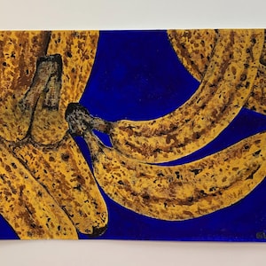 Dipinto acrilico originale - 'Banane' (acrilico su carta, 25 cm x 16,5 cm)