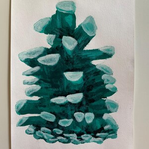 Dipinto acrilico originale - 'Pigna monocromatica' [Acrilico su carta, A5]