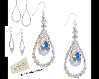 Swarovski Crystal AB Earrings 925 Sterling Silver