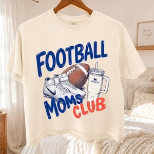 Football Moms Club Shirt, Game Day Comfort Colors® Crop Tee, Trendy Boxy Womens Football Mom Shirt, Football Mom Gifts, Football Season Tee