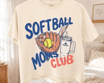Softball Moms Club Shirt, Game Day Comfort Colors® Crop Tee, Trendy Boxy Womens Softball Mom Shirt, Softball Mom Gifts, Softball Season