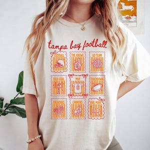 Tampa Bay Football Shirt, Cute Football T-shirt for Women, Gift for Tampa Bay Football Fan, Coquette Doodle Tampa Bay Football Game Day Tee