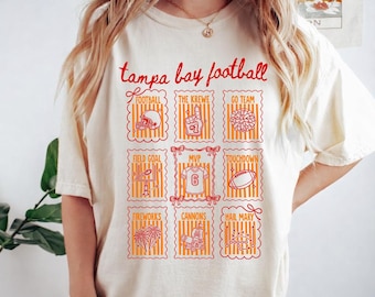 Tampa Bay Football Shirt, Cute Football T-shirt for Women, Gift for Tampa Bay Football Fan, Coquette Doodle Tampa Bay Football Game Day Tee