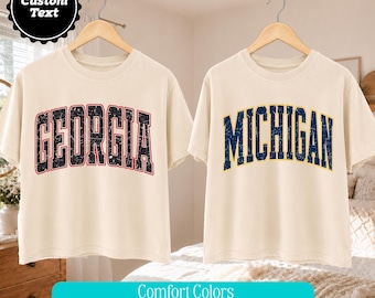 Vintage College Football Comfort Colors Boxy Women's Shirt, University Game Day T-shirt, Team School Gameday Tee, College Football Gift