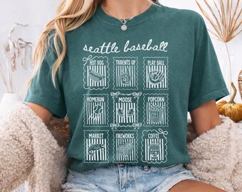 Seattle Baseball Shirt, Game Day T-shirt, Cute Seattle Baseball Shirt for Women, Gift for Seattle Baseball Fan, Coquette Doodle Baseball Tee