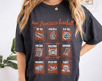 San Francisco Baseball Shirt, Cute Baseball T-shirt for Women, Gift for San Francisco Baseball Fan, Coquette Doodle Baseball Game Day Tee