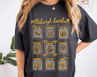 Pittsburgh Baseball Shirt, Cute Pittsburgh Baseball T-shirt for Women, Gift for Pittsburgh Baseball Fan, Coquette Doodle Baseball Game Day