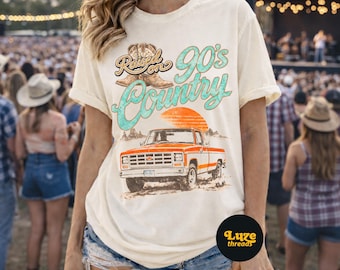 Raised on 90s Country Graphic Shirt, Retro Western Concert Tee, Country Music T-Shirt