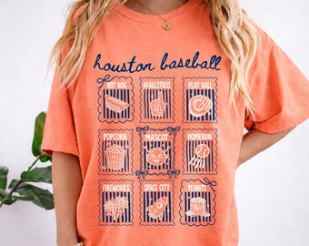 Houston Baseball Shirt, Game Day T-shirt, Cute Houston Baseball Shirt for Women, Gift for Houston Baseball Fan, Coquette Baseball Doodle Tee