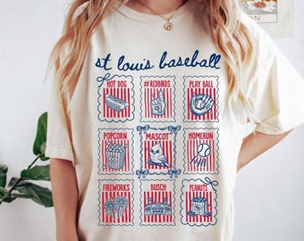 St Louis Baseball Shirt, Cute St Louis Baseball T-shirt for Women, Gift for St Louis Baseball Fan, Coquette Doodle Baseball Game Day Tee