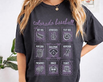 Colorado Baseball Shirt, Cute Baseball T-shirt for Women, Gift for Colorado Baseball Fan, Coquette Doodle Colorado Baseball Game Day Tee