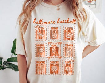 Baltimore Baseball Shirt, Game Day T-shirt, Cute Baltimore Baseball Shirt for Women, Gift for Baltimore Baseball Fan, Coquette Doodle Tee