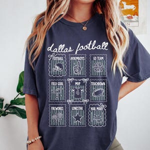 Dallas Football Shirt, Cute Football T-shirt for Women, Gift for Dallas Football Fan, Coquette Doodle Dallas Football Game Day Tee