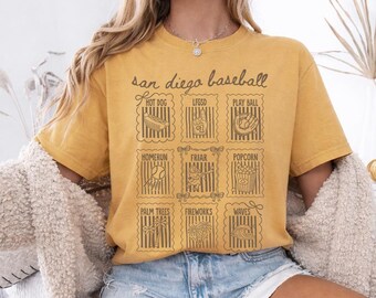 San Diego Baseball Shirt, Game Day T-shirt, Cute San Diego Baseball Shirt for Women, Gift for San Diego Baseball Fan, Coquette Doodle Tee