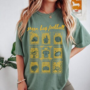 Green Bay Football Shirt, Cute Football T-shirt for Women, Gift for Green Bay Football Fan, Coquette Doodle Green Bay Football Game Day Tee