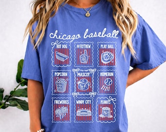 Chicago Baseball Shirt, Game Day T-shirt, Cute Chicago Baseball Shirt for Women, Gift for Chicago Baseball Fan, Coquette Baseball Doodle Tee