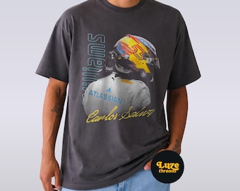 Carlos Sainz Helmet Comfort Colors Shirt, Williams F1 Graphic Tee, Formula 1 Racing Shirt, Vintage Formula One Fan Gift