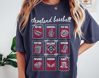 Cleveland Baseball Shirt, Cute Baseball T-shirt for Women, Gift for Cleveland Baseball Fan, Coquette Doodle Cleveland Baseball Game Day Tee