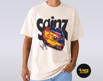 Carlos Sainz Helmet Comfort Colors Shirt, Vintage F1 Graphic Tee, Formula 1 Racing Shirt, Formula One Motorsport Fan Gift