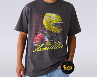 Lewis Hamilton Helmet Comfort Colors Shirt, Ferrari F1 Graphic Tee, Formula 1 Racing Shirt, Vintage Formula One Fan Gift